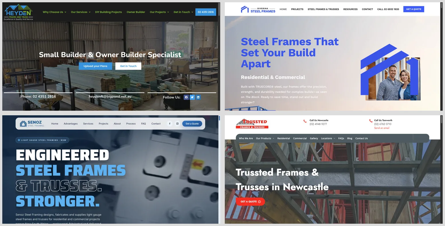 Homepage heroes of four NSW competitors