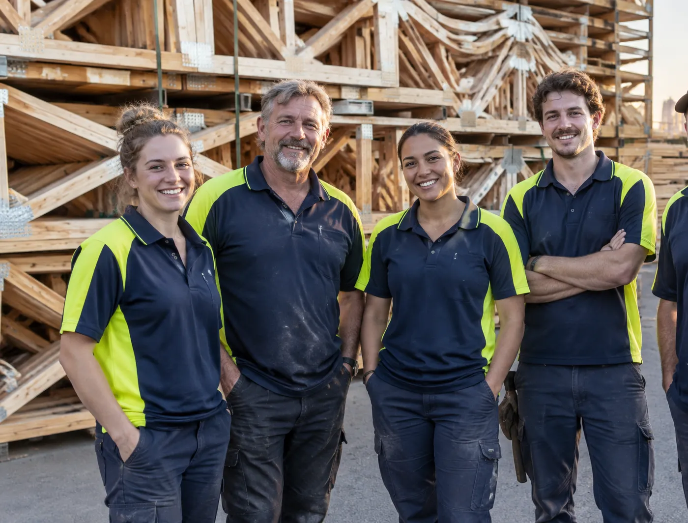 The Truss Factory crew in the factory yard